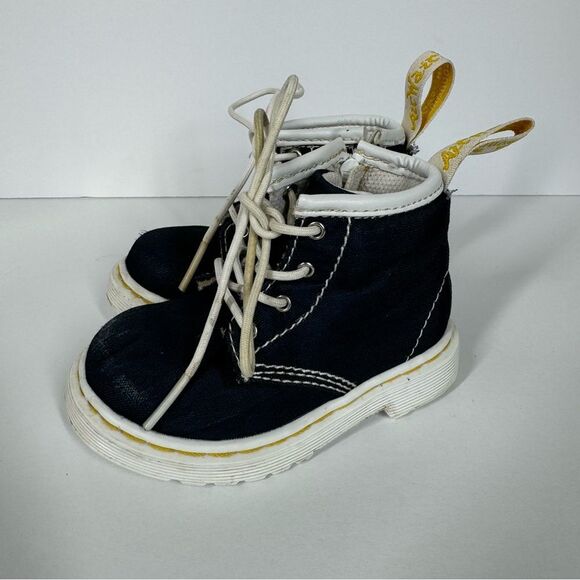 Dr Marten Kids Delaney Side Zip Boots Navy Canvas Infant Size US 5 - Picture 4 of 8
